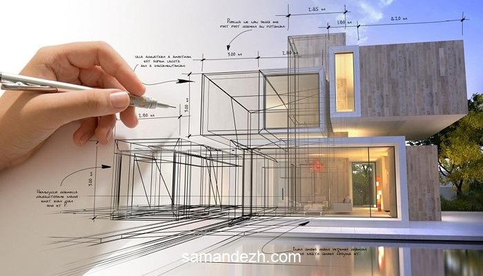 یک شخص در حال طراحی اسکلت فلزی ساختمان